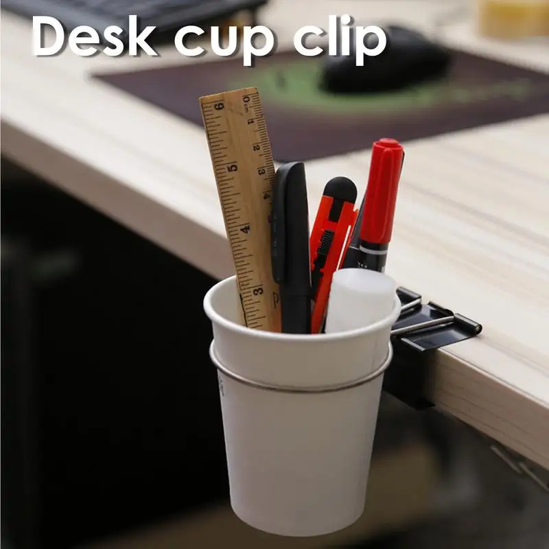 Clip On Table Cup Holder Horizontal Vertical Mount Anti Spill Home Office Desktop Mug Rack Metal Clamp Water Bottle Storage Tray