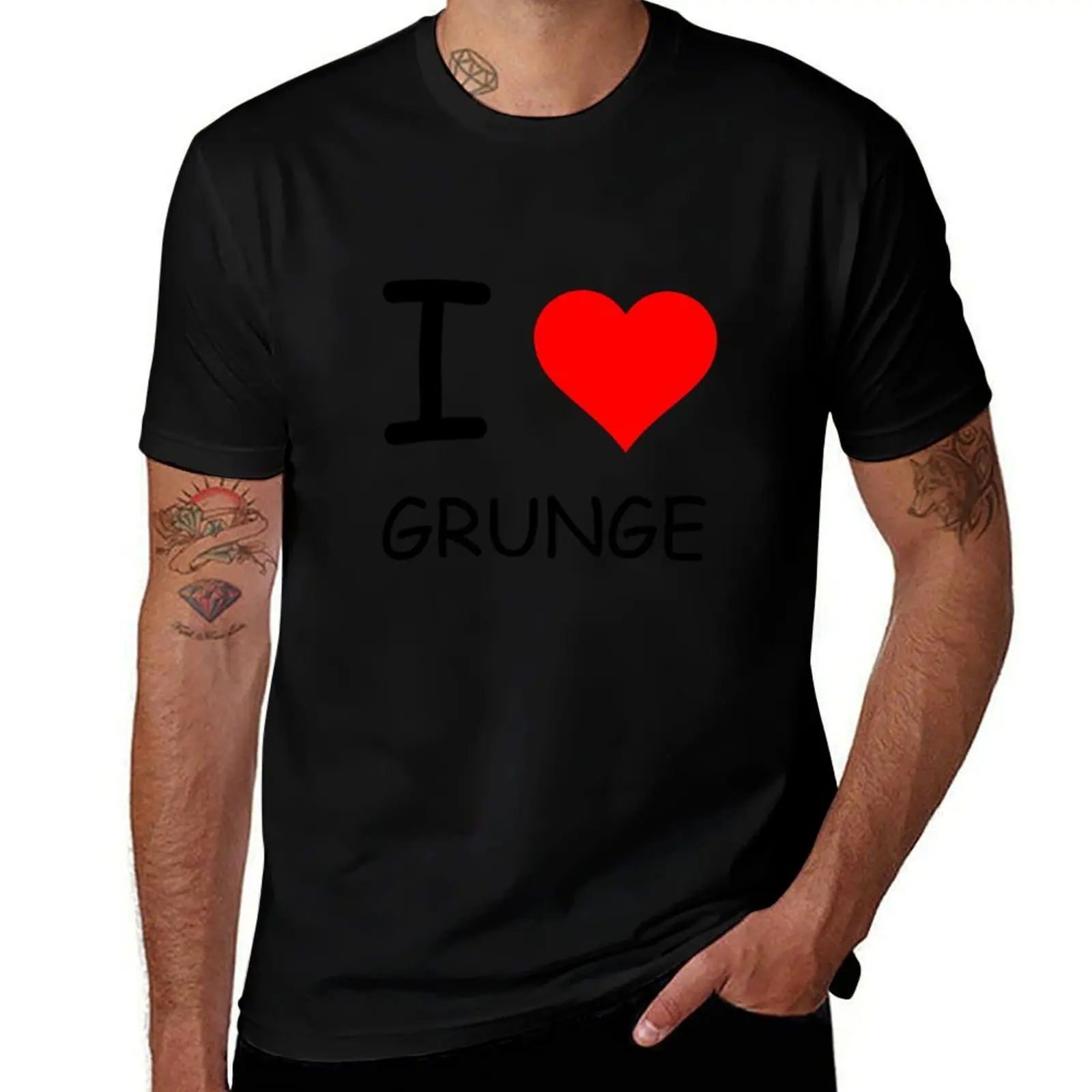 

Футболка I LOVE GRUNGE W, футболки с рисунком рэпера, забавные подарки, футболки большого размера, мужская мода