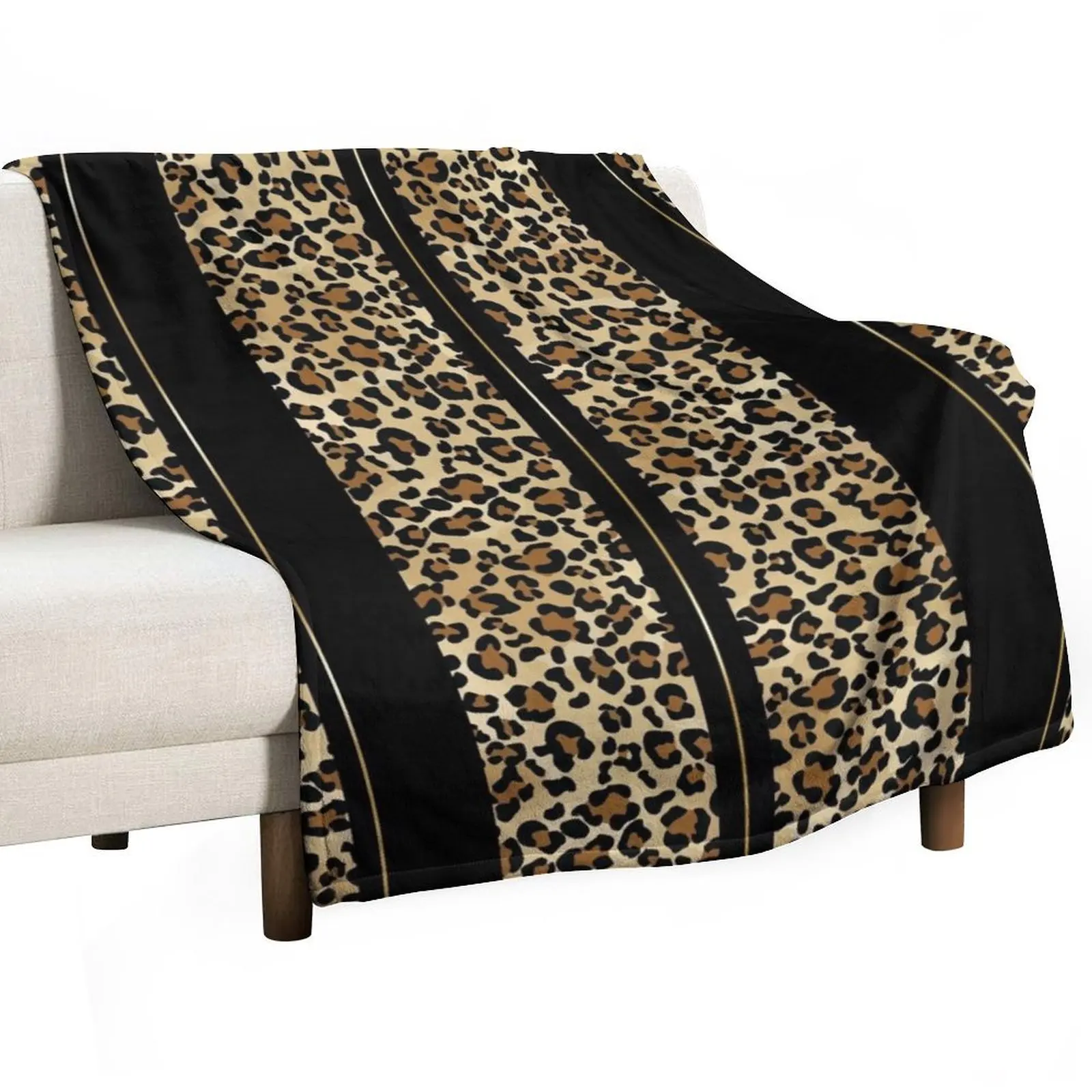 

Wildly Wonderful Leopard Stripes Animal Print with Pretty Simple Gold Stripe Throw Blanket Shaggy Flannels Hairy Blankets