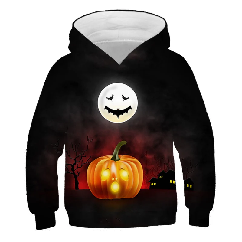 Hoodies Happy Halloween 3D Print Pumpkinhead Sweatshirts Boys Girls Unisex Hooded Sweatshirt kids Fashion Cartoon Oversized Coat