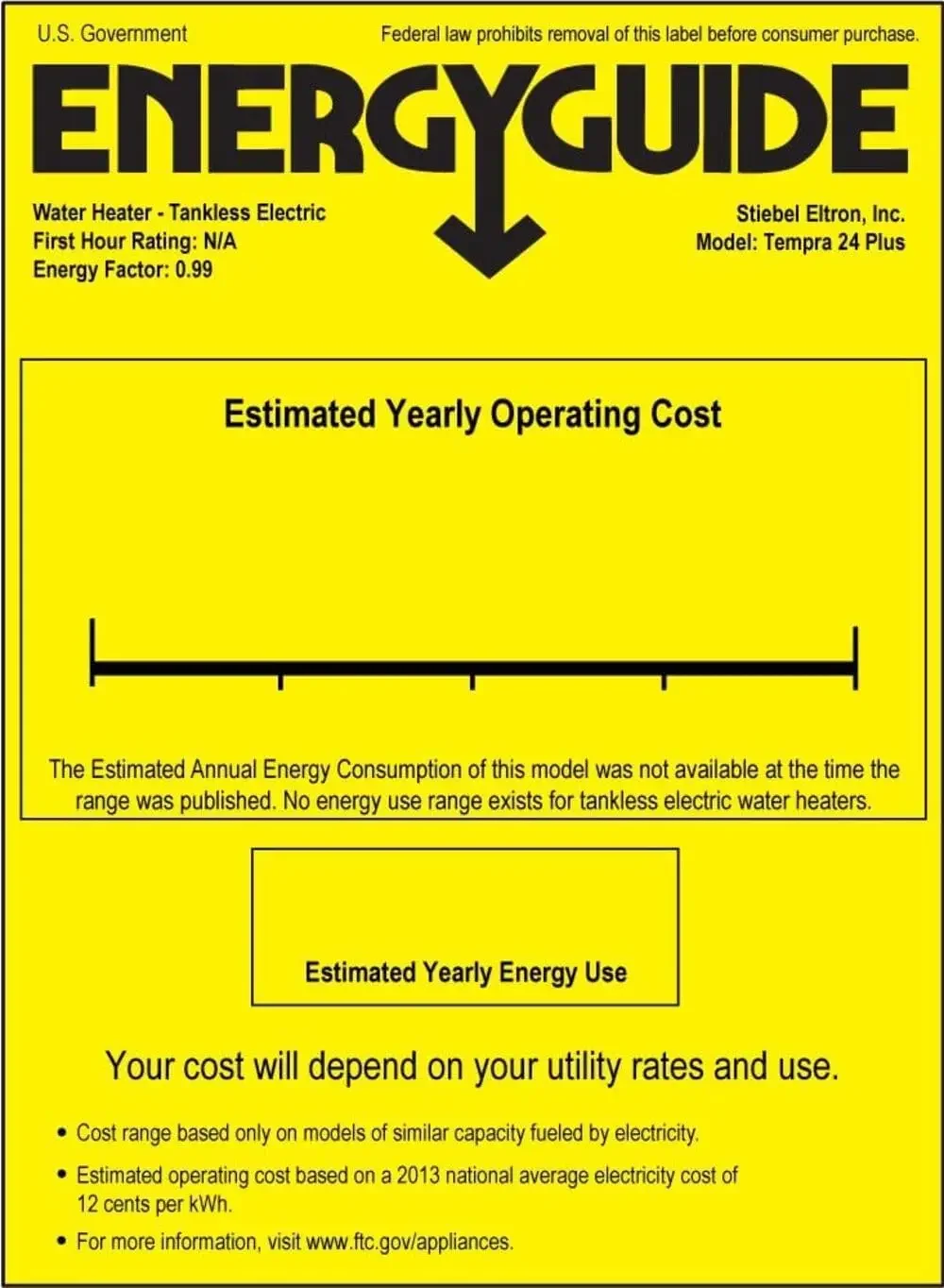 Eltron Tankless Water Heater – Tempra 24 Plus – Electric, On Demand Hot Water, Eco, White, 20.2