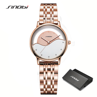 SINOBI Women Watches Fashion Rose Gold Stainless Stain Steel Ladies Watch Waterproof Quarzt Wristwatch Romatic Girlfriend Gift