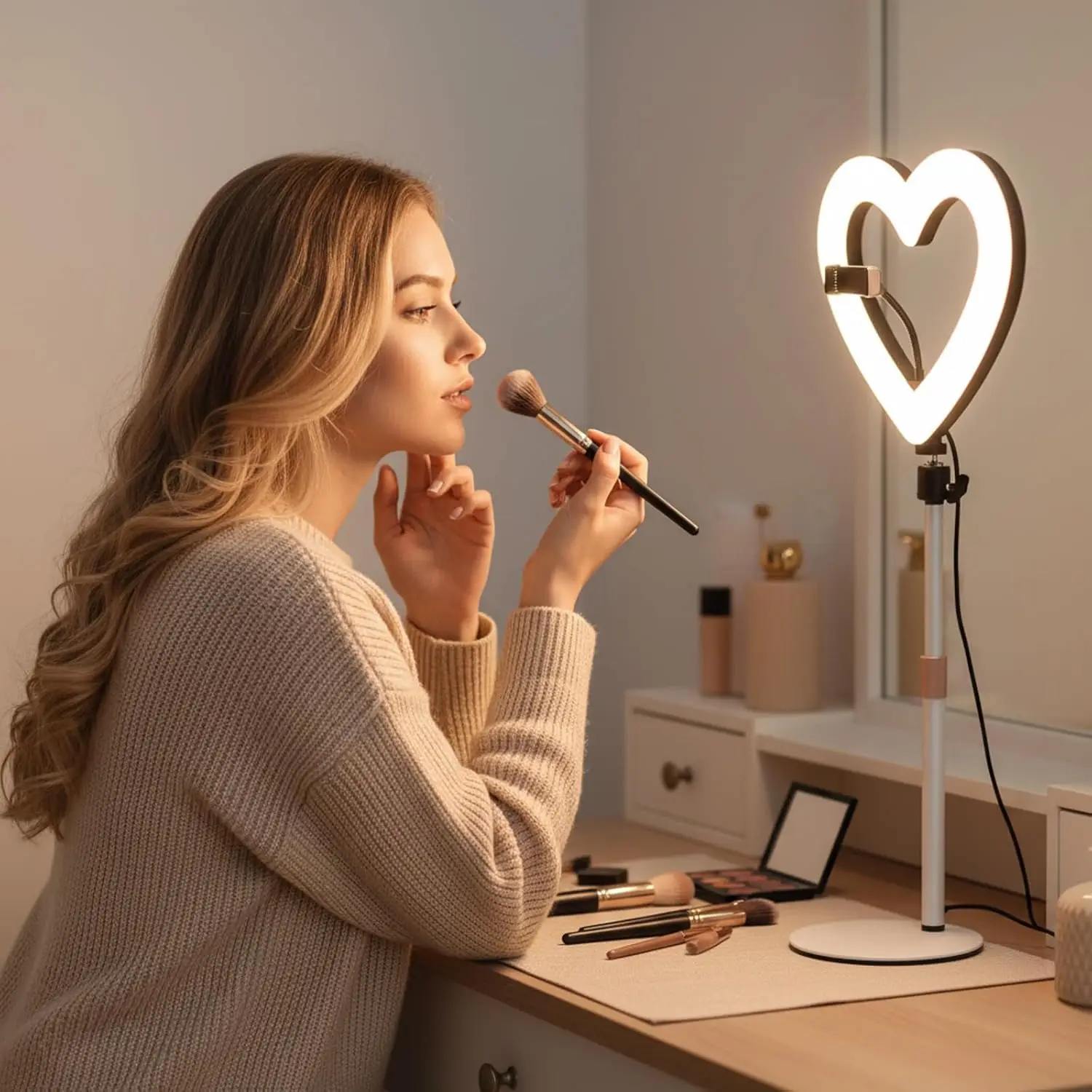 

Ring Light for Desk,Heart Tabletop Light with 26" high Stand, RGB 47colors Selfie Light,USB Powered LED Desktop lamp wit