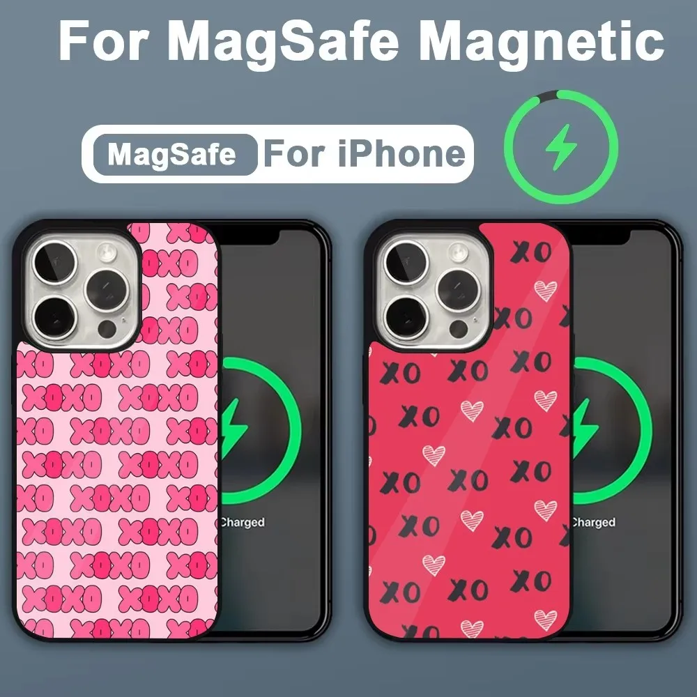 Kisses Valentine X-Xoxo- Phone Case For iPhone 16,15,14,13,12,11,Plus,Pro,Max,Mini Magsafe Magnetic Wireless Charging