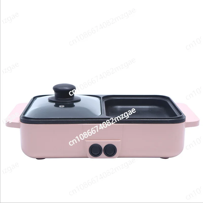 

Антипригарная электрическая сковорода для барбекю, 1500 Вт, золотая квадратная плита, горячая кастрюля для барбекю