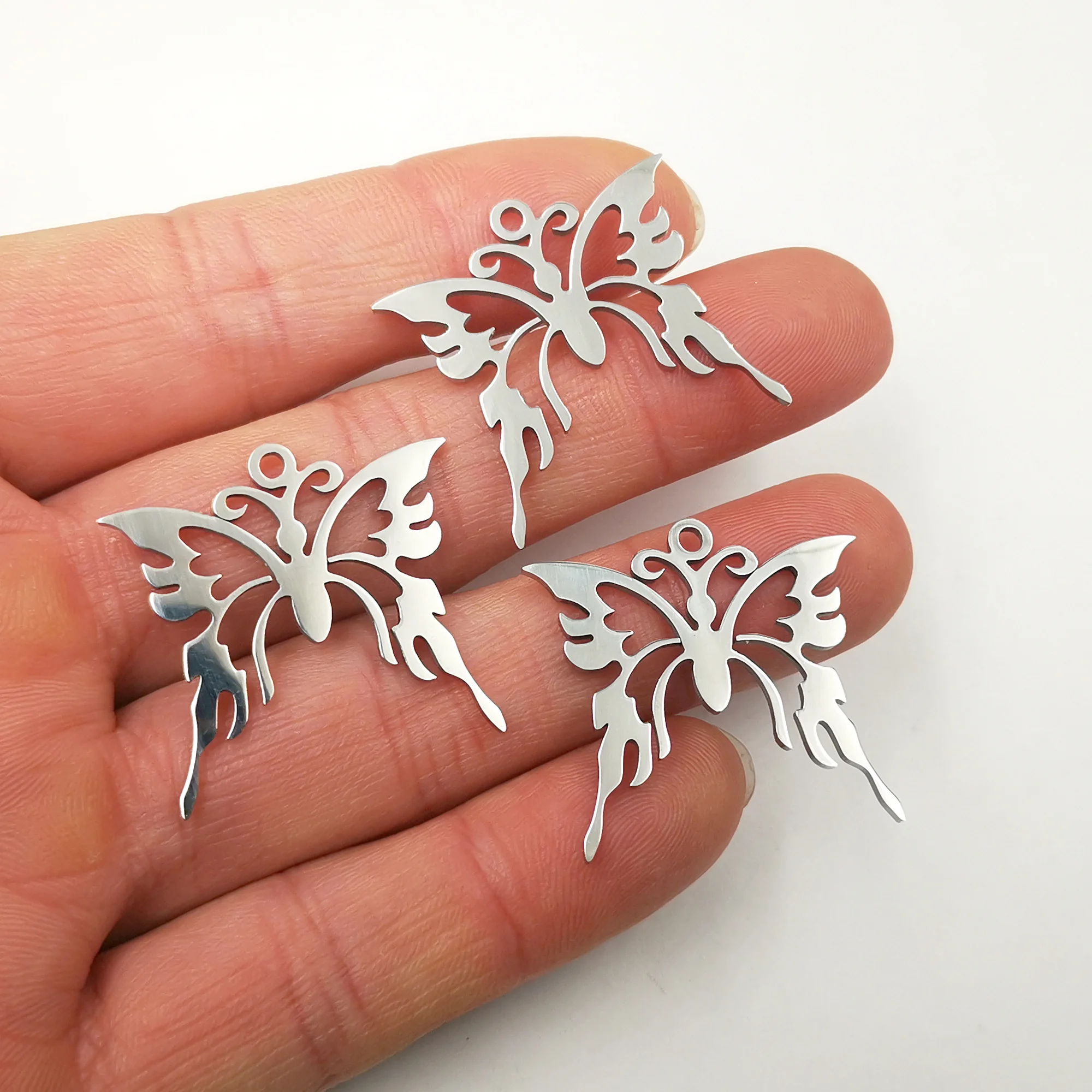 

10pcs Lot In Bulk Cute Butterfly Design Stainless Steel Pendants Charms Jewelry Findings Marking DIY