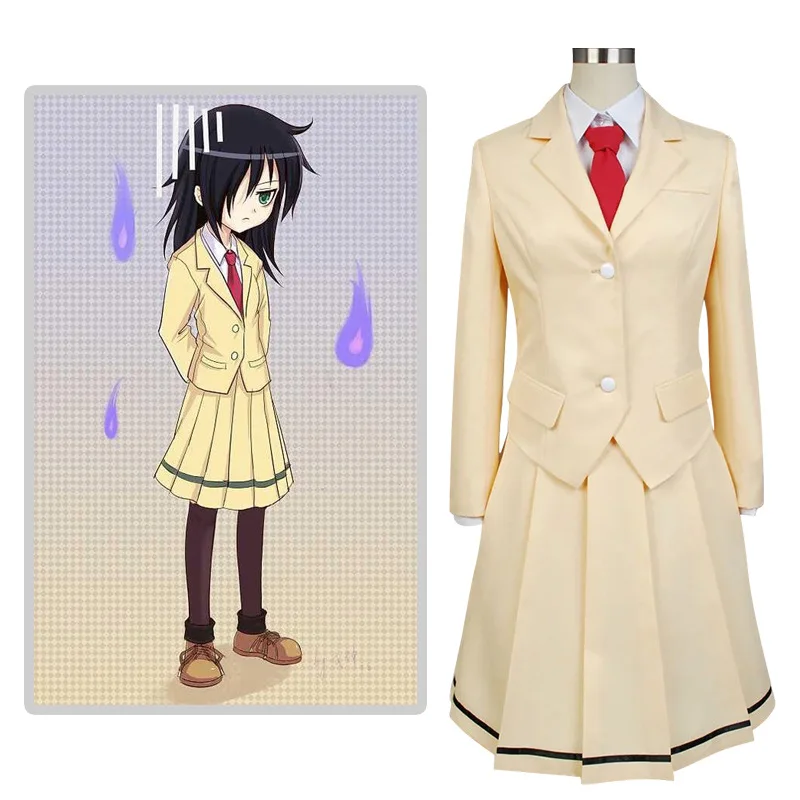 Anime WataMote Tomoko Kuroki Cosplay Kuroki Tomoko Costume Jk Uniforme scolastica Vestito Bella Lolita Festa di Halloween Parrucche nere Cos