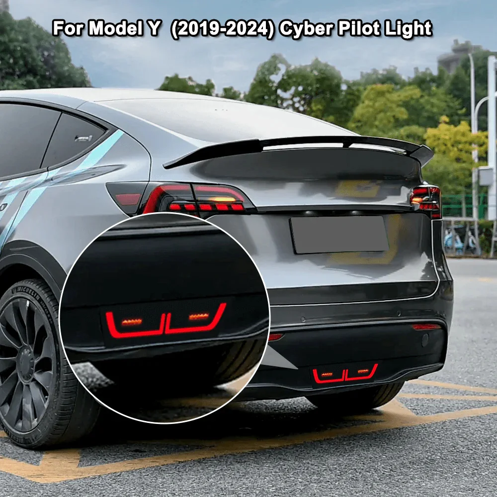Upgrade New Rear Fog Lights for Model Y 2019+ Rear Bumper Lamp Cyber Pilot Light Turn Signal Brake Hazard Light Car Accessories