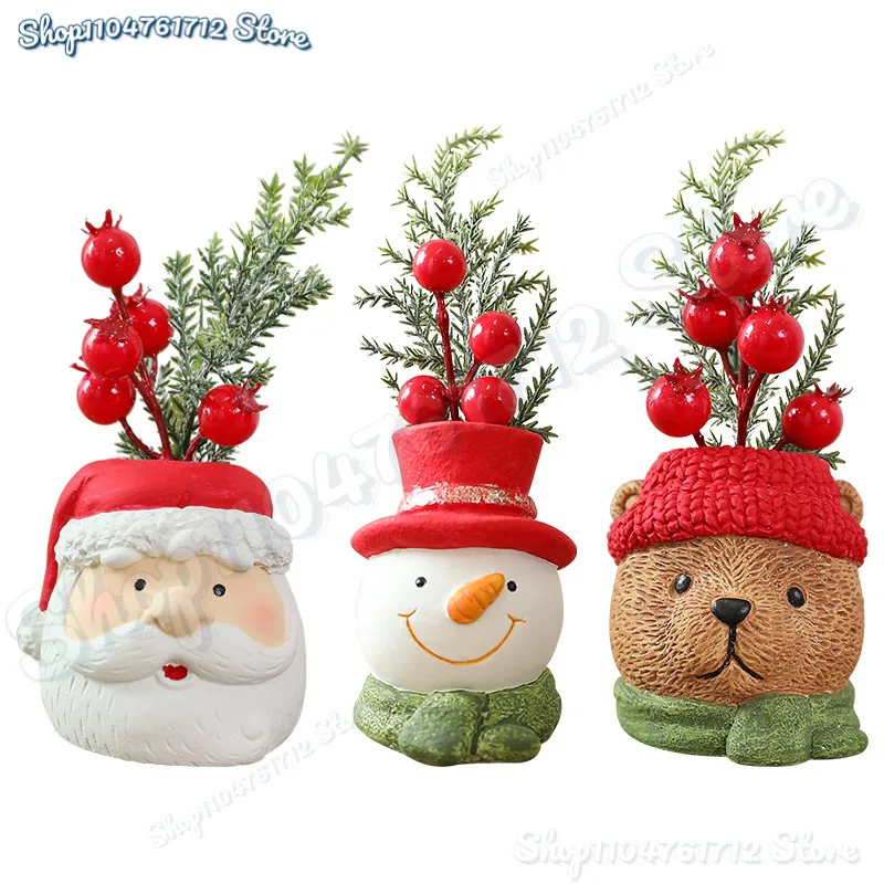 

2025 New Resin Christmas Dwarf Doll Santa Claus Snowman Resin Christmas Flower Pot Desktop Decoration Ornament