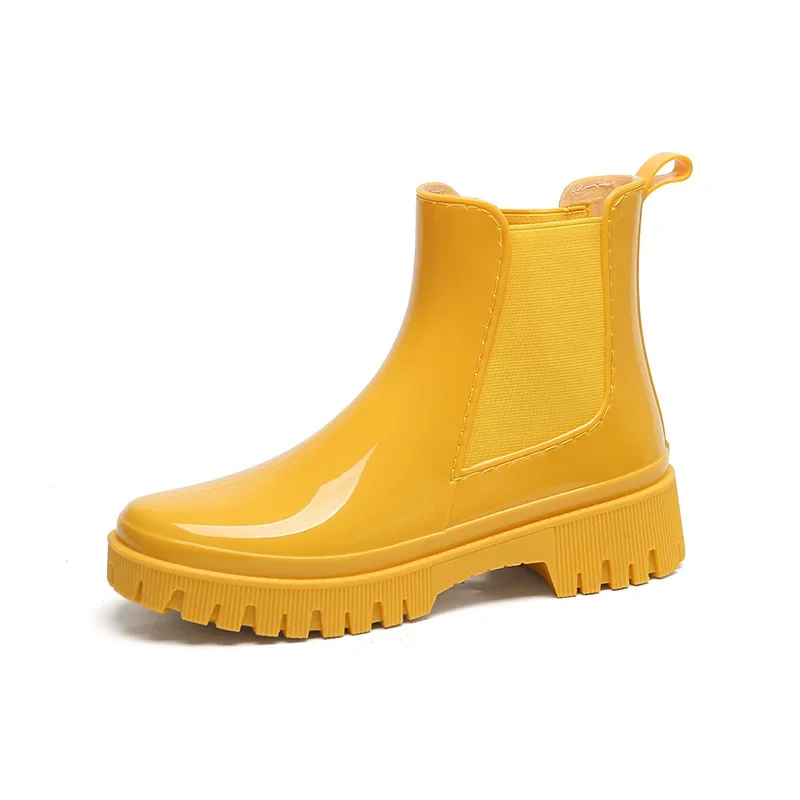 Rainboots Women Fashion Waterproof Rubber Shoes Safety Work Garden Galoshes Woman Chelsea Boot Chunky Water Non Slip Footwear