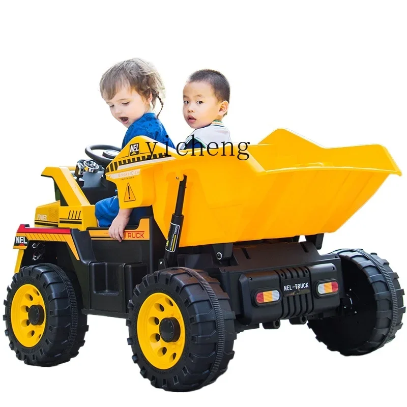 Tqh Perambulator, coche de juguete eléctrico de cuatro ruedas para bebé, puede sentarse, Tractor para bebé, vehículo todoterreno de ingeniería