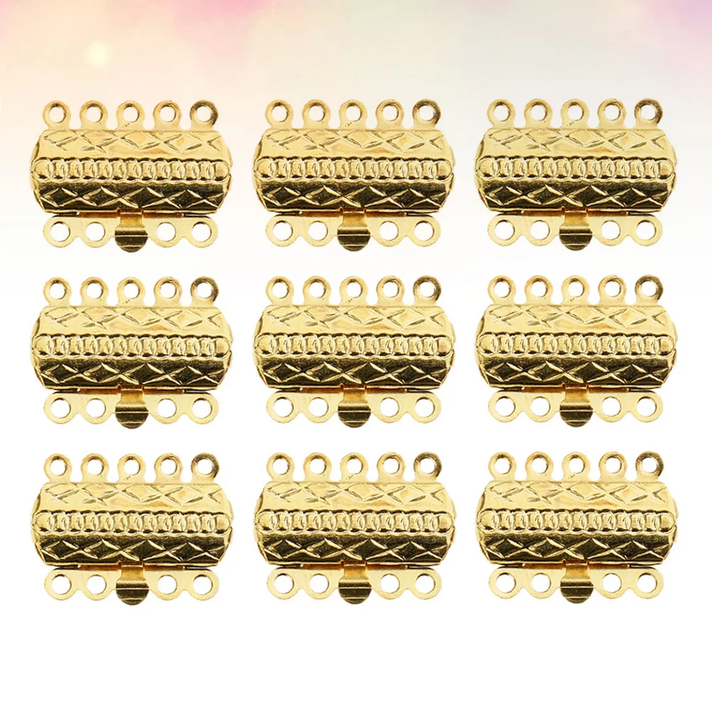 

20Pcs 5 Rows Jewelry Clasp Bracelet Connectors Necklace Release Buckle Golden DIY Jewelry Making Accessories Release Buckle