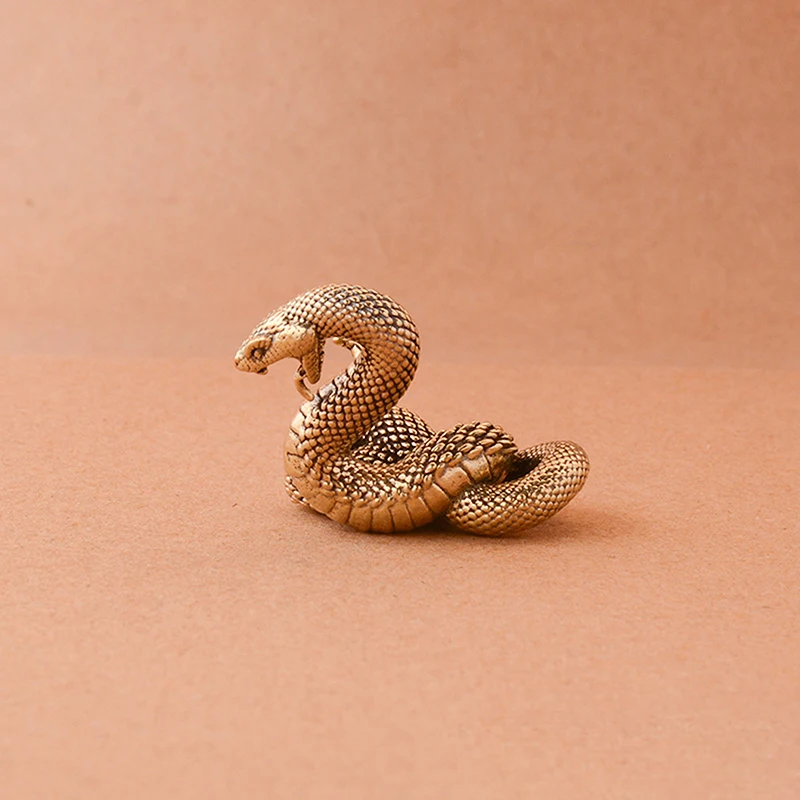 Mini serpiente de latón y cobre, figuritas de decoración de bronce antiguo para decoración Interior, adorno de escritorio, estatua en miniatura de cobre puro