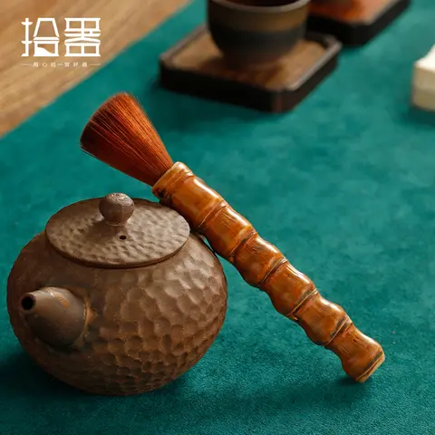 Arhat 대나무 냄비 펜 티 브러시, 털을 흘리지 않는 티 트레이, 티 펜 브러시, 헤어 브러시, 쿵푸 티 세트 액세서리