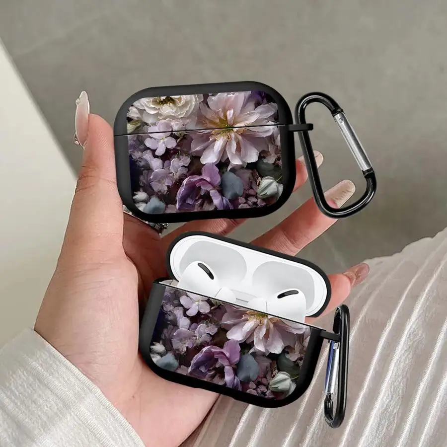 

Чехол с фиолетовыми цветами для Airpods Pro2 Pro3 3 4 1 Pro 2, чехол для наушников