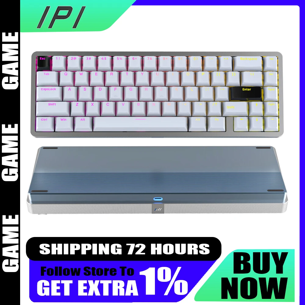 

Ipi Rain65 Magnetic Switch Keyboard Aluminium Alloy 8000hz Return Rate Mechanical Gaming Keyboard Tri Mode Keyboard Gamer Gifts