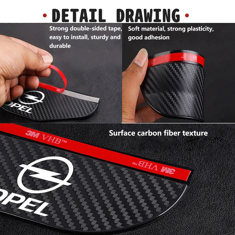 2pcs Carbon Car Rearview Mirror Rain Eyebrow Blocker Sun Visor For Opel Insignia Astra G J F K Vectra C H Corsa C B D Omega