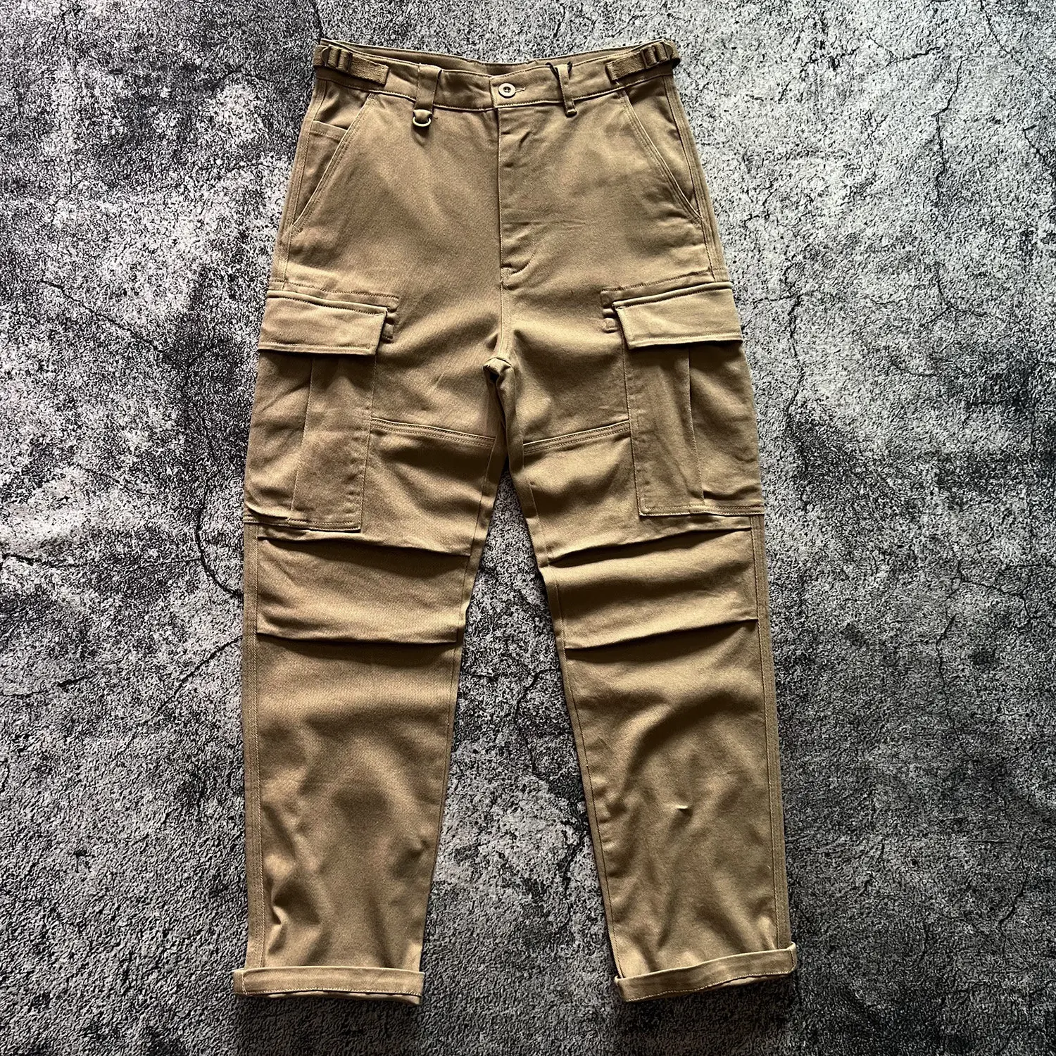 

Heavyweight American Retro Spring/Autumn Multi-Pocket Solid Color Straight Leg Stretch Cargo Pants Amekaji Casual Trousers Men's