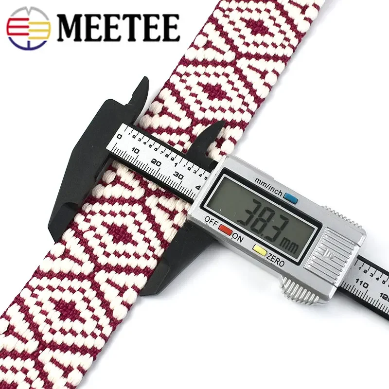 1/2/3/5Meters 38mm Colorful Jacquard Webbing Bag Shoulder Strap Ribbon Band Safety Belt Clothes Tape Sewing Bias Trims Accessory