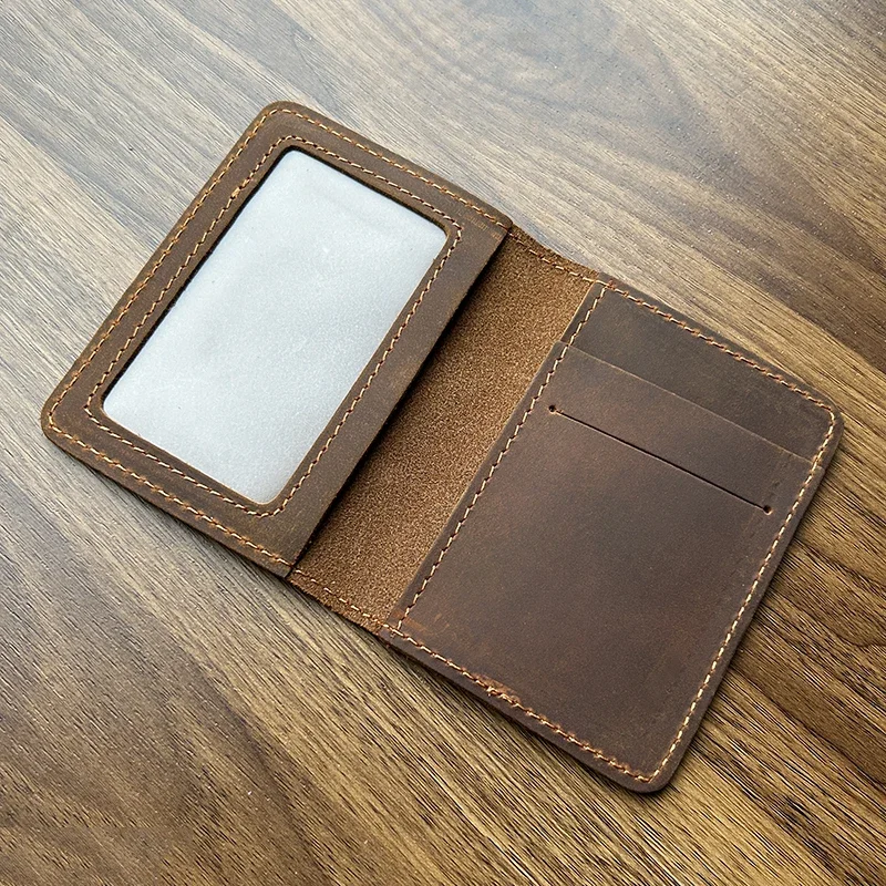 Rzemieślnicze skórzane etui na karty kredytowe Vintage mały portfel na etui na karty kredytowe i prawo jazdy w stylu Vintage prezent dla mężczyzn