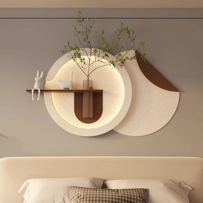 Modern Sandstone Texture Decorative Painting Home Vertical Style Glass Vase and Light Emitting Diode Wall Vase Still Life