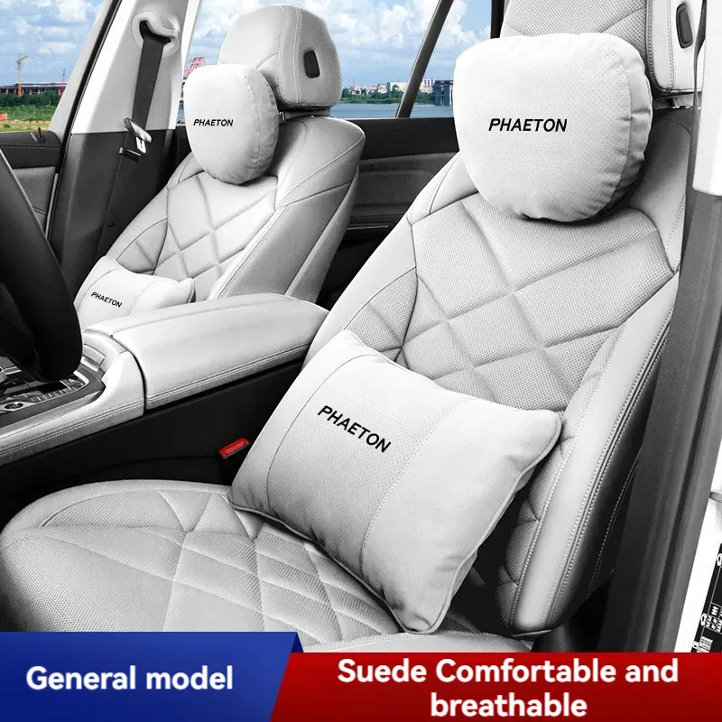 Adjustable Car S Level Neck Pillow Seat Headrest Lumbar Support Pillow Spine Protect with logo For VW Volkswagen PHAFTON Car