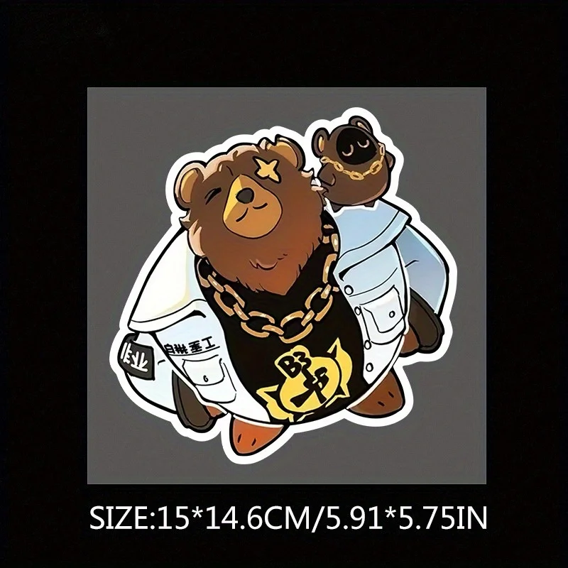 

1 шт., наклейка в стиле хип-хоп с медведем для автомобиля, мотоцикла, милый авто, мотодекор