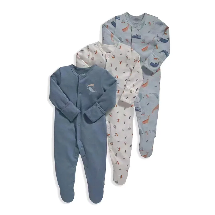 Combinaison de printemps et d\'automne pour bébé, pyjamas à manches longues, aux pieds arrondis, vêtements pour nouveau-né