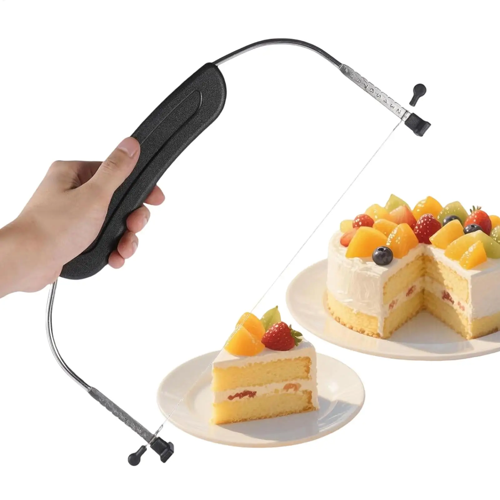 Adjustable Cake Leveler Slicer Stainless Steel Single Wire Cake Cutter with Non-Slip Grip Baking Layering Tool for Chiffon Bread