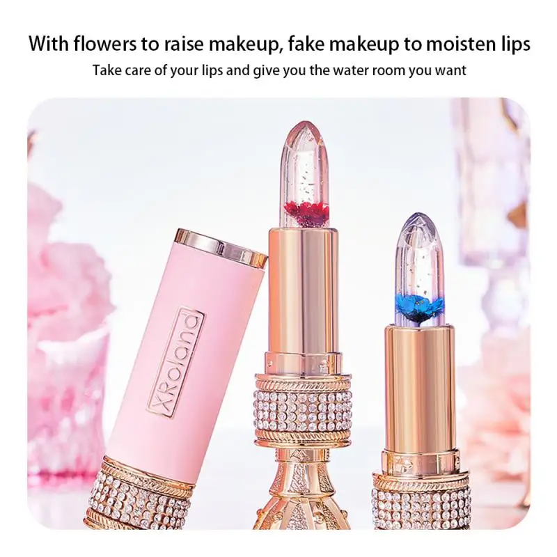 Blumen lippenstift feuchtigkeit spendend Blütenblatt Gelee Farbwechsel Lippenstift schön Blume Lippen balsam Lippen pflege wesentliche Reparatur Lippenstift