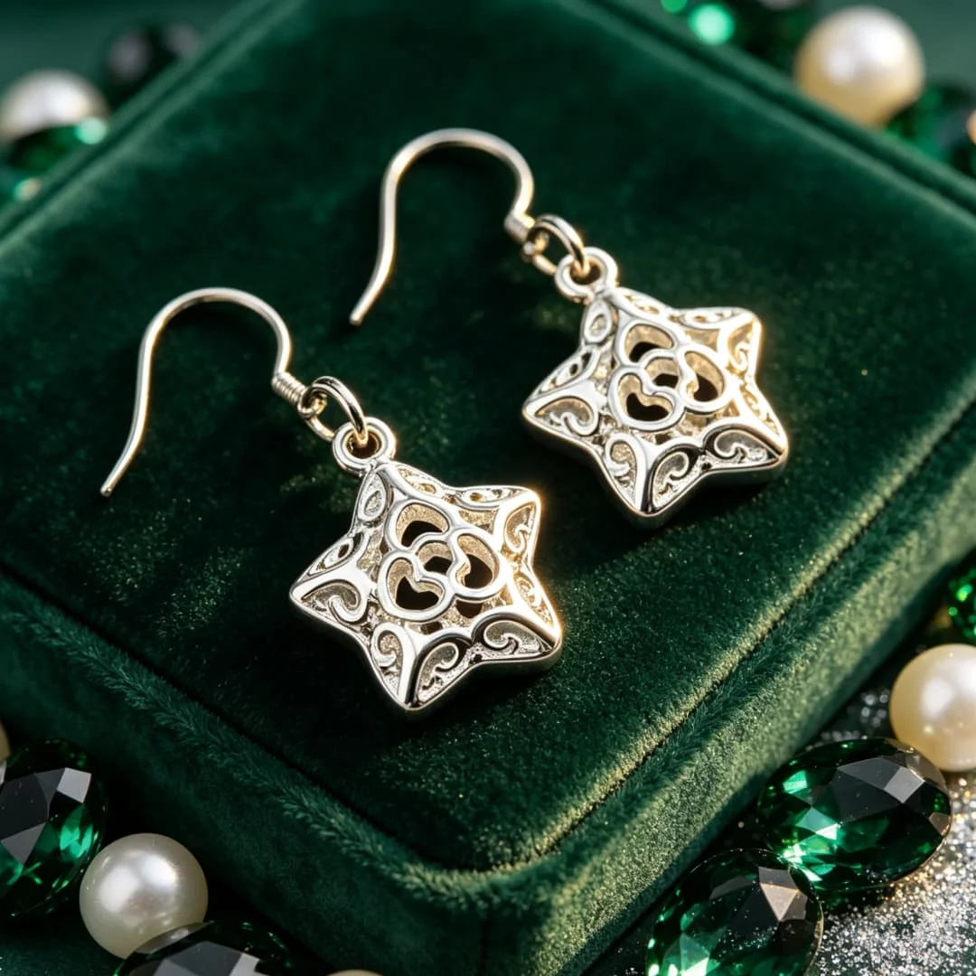 Wholesale 925 Sterling Silver Unique Hollow Star Drop Earrings for Woman fashion wedding party Street all-match Jewelry Gifts