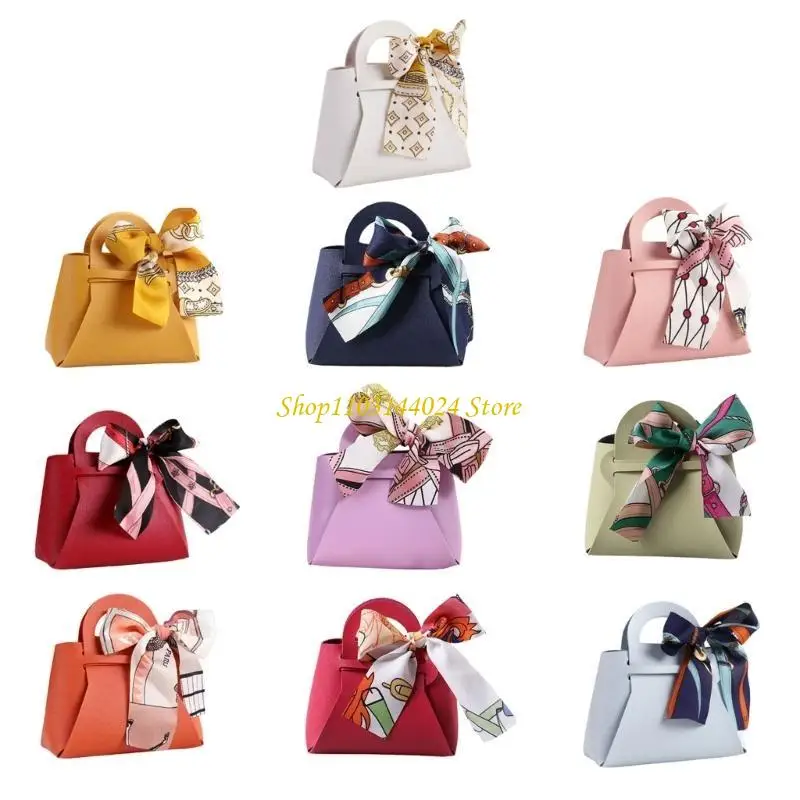 

N5KE 10 Pieces Stylish Leather Packaging Box Leather Travel Bag Small Candy Bag PU Storage Box for Jewelry and Small Item