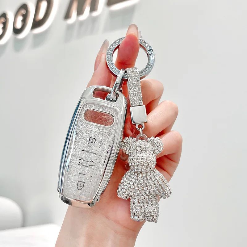 

Чехол из ТПУ для автомобильного дистанционного ключа, чехол-держатель, цепочка для стайлинга, брелок для Audi A3L A4L A5 A6L Q4 e-tron A7L Q5 Q6 RS6 RS7 TTS Q3 S4 S6 S7