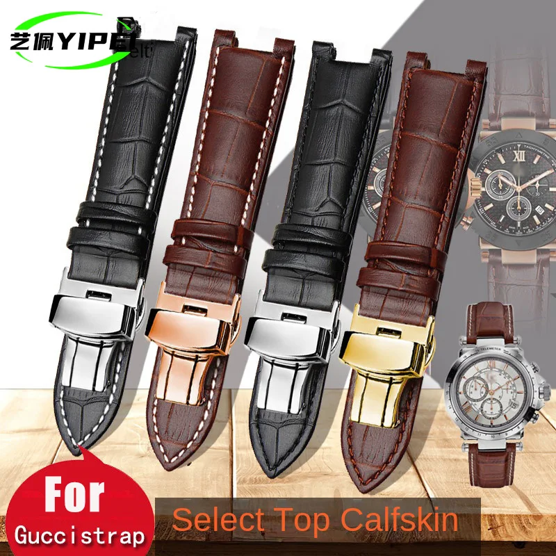 Cowhide watch band 22*13mm 20*11mm for GC Guess Cartier PASHA W3108/HPI004 Butterfly Buckle notch watch strap bracelet，with tool