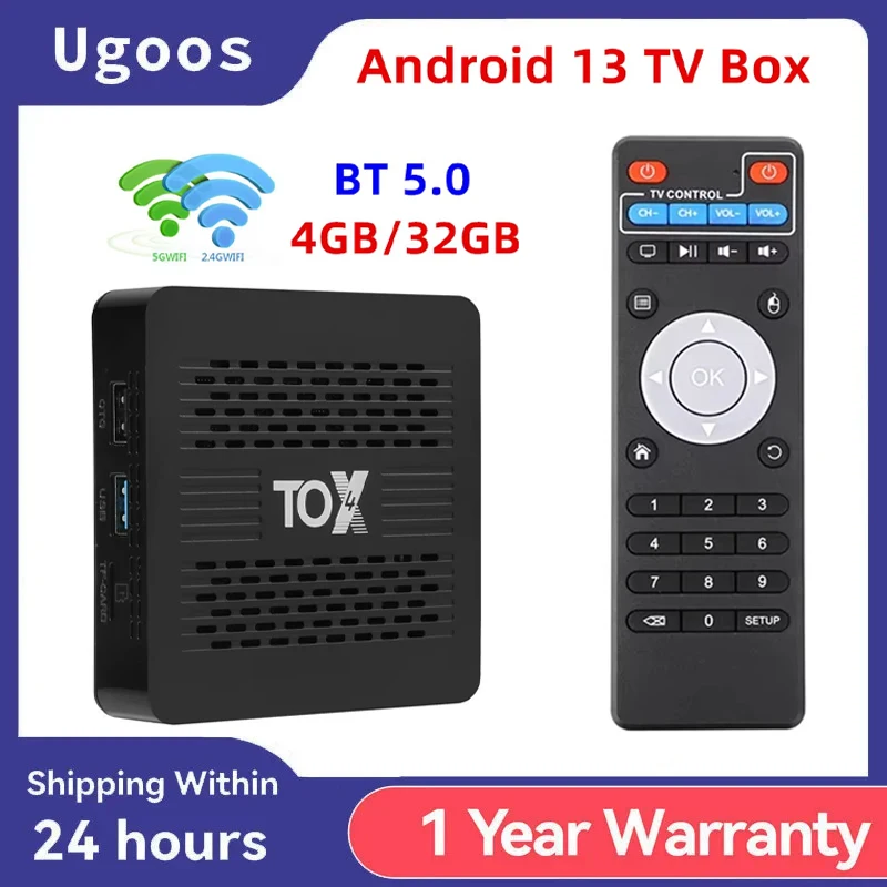 

Original TOX4 Smart TV box RK3528 Android 13 4GB 32GB BT5.0 AV1 1000M LAN 2.4G 5.8G Dual Wifi 4K Multimedia Player Set Top Box