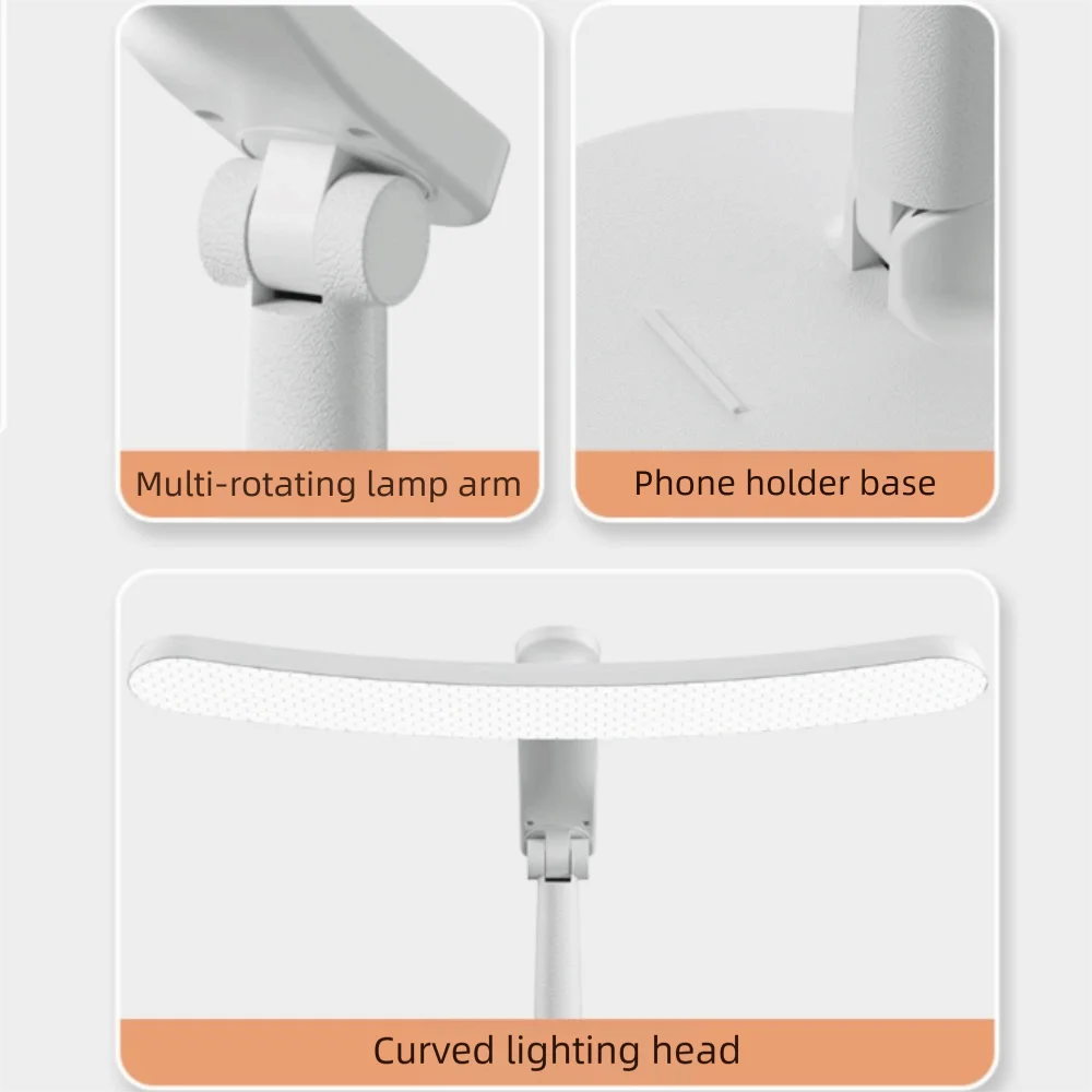 

3-уровневая светодиодная настольная лампа с регулируемой яркостью, складная конструкция, защита глаз, ночник белого цвета, сенсорный переключатель, настольная лампа для ночного использования