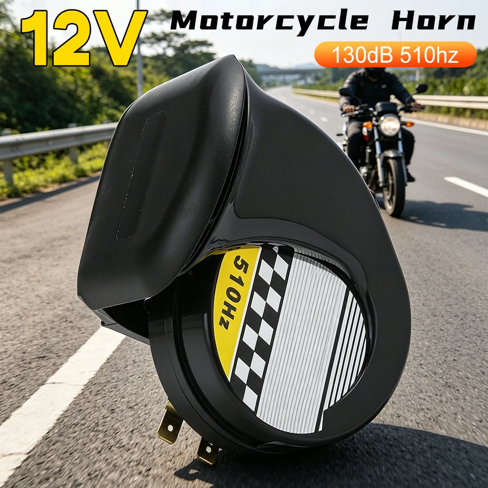 1-3pcs 12V 130dB Super Loud Snail Horn Waterproof Electric Vehicle Horn 510Hz Universal for Motorcycle Car Scooter ATV Truck