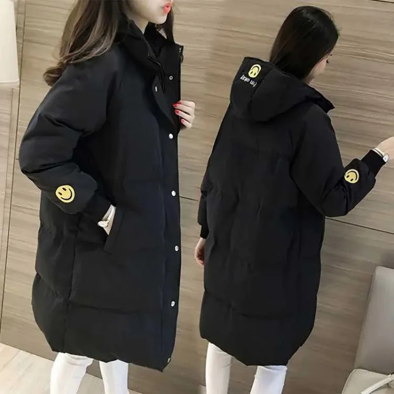 

New Women's Warm Down Cotton Jacket Autumn Winter Thickened Warm Quilted Jackets Female Casual Hooded Parka Black Outerwear Tide