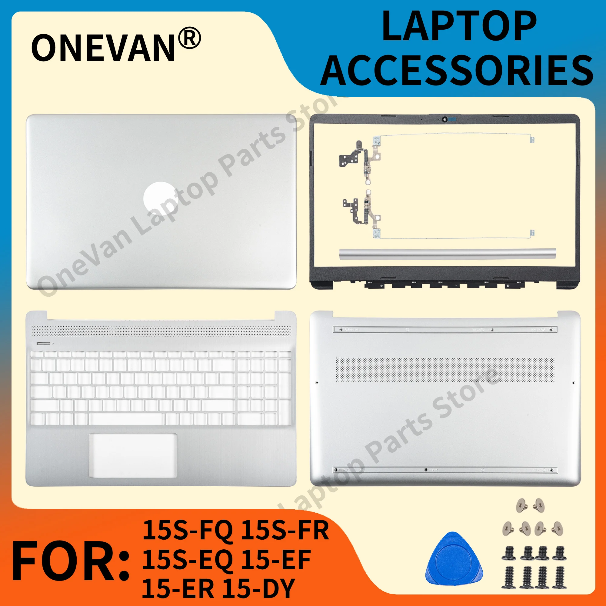 New Case For HP 15S-FQ 15S-FR 15S-EQ 15-EF 15-ER 15-DY TPN-Q222 Q230 LCD Back Cover Bezel Palmrest Botttom Case Hinges Cover