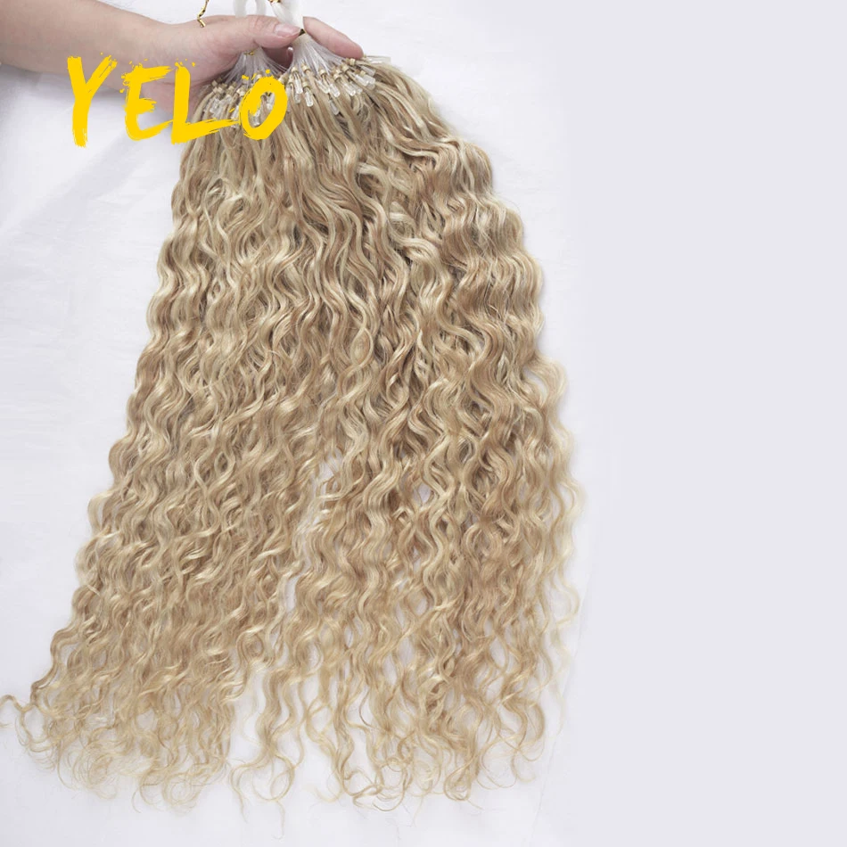 Yelo 1.0G/nitka mikro włosy pętelkowe przedłużanie włosów ludzkich Balayage Balayage naturalny kolor falowy włosy hurtowo 7 odcieni 12-26 Cal