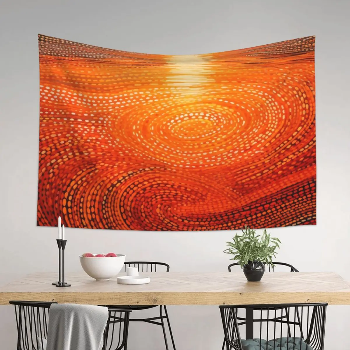 

Aboriginal Authentic Art - Sunset Ripples Tapestry Decorative Wall Mural Mushroom Home Decoration Accessories Tapestry
