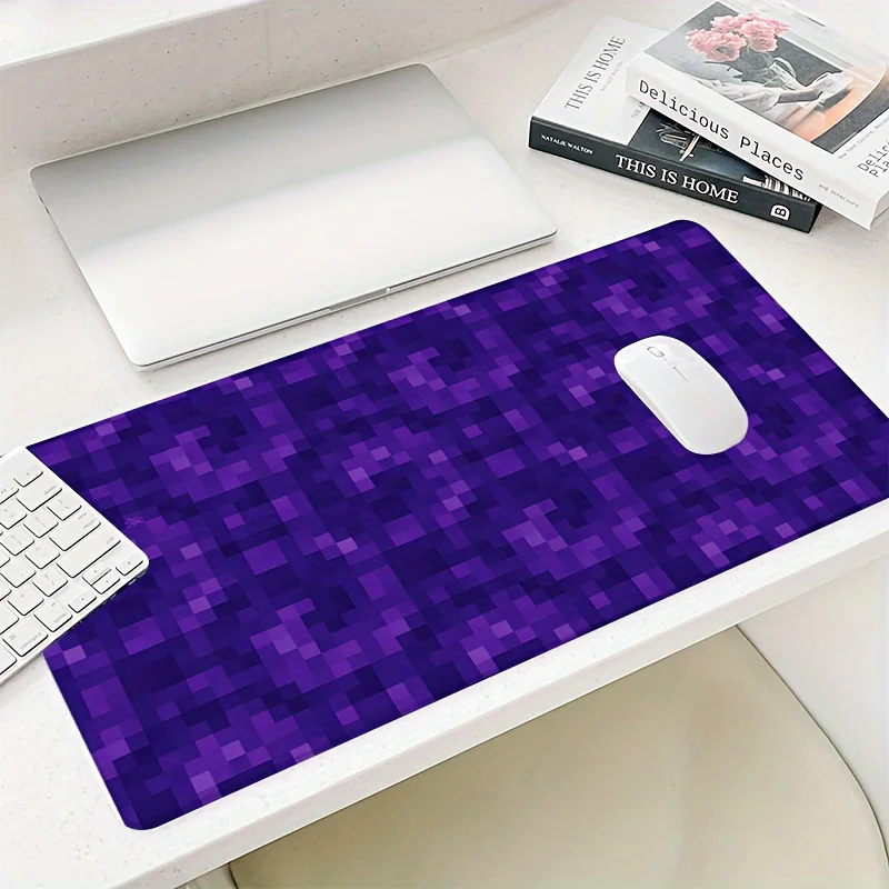 Retro Pixel Block Gaming Desk Mat 89.92x39.88cm Non-slip Rubber Base for Home Office