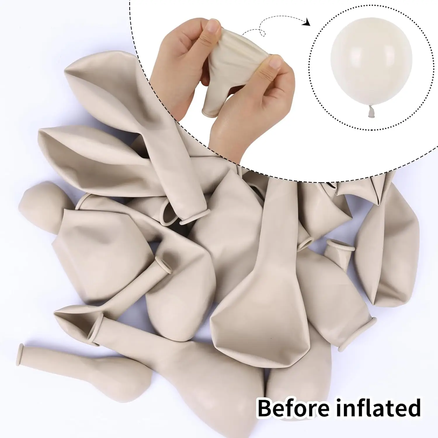 100Pcs Sand White Balloons Kit 5/10/12/18