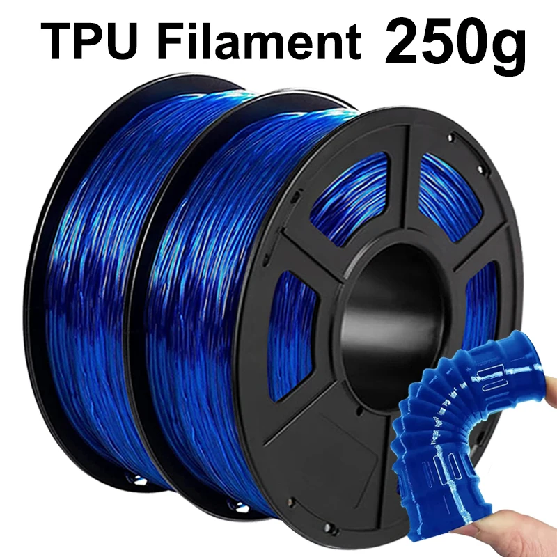 

250g/1Kg TPU Transparent Blue Flexible Filament 1.75mm 3D Printer Filament Printing Roll FlexMaterials tpu Transparent blue