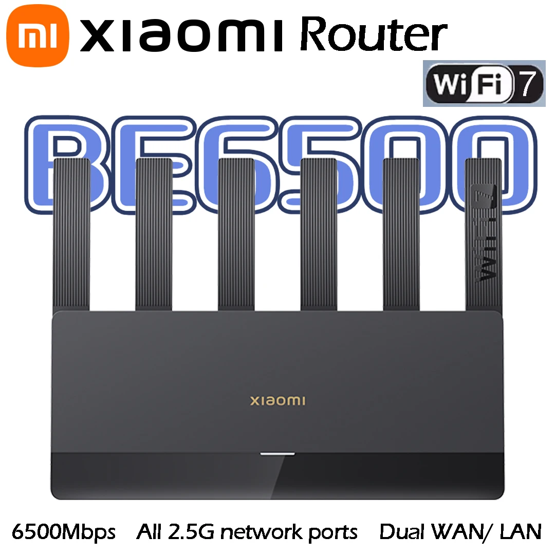 Xiaomi Router BE6500 Quad Nucleus wifi7 6500Mbps 2.5G Ethernet Port Dual Frequency 2.4/5GHz 6 Independent Signal Amplifiers Mesh