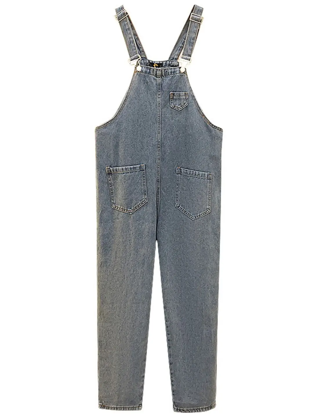 Losse denim overall met wijde pijpen voor grote maten Dames Lente Herfst Casual Recht gesneden Ademend Comfortabel Student Faion
