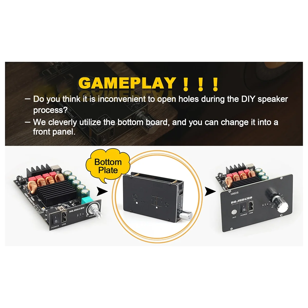 【Ultimo miglioramento!】ZK-1002S Scheda amplificatore Bluetooth 100W+100W 12-24V Ingresso di tensione ampio Supporta modulo audio ingresso USB da 3,5 mm B