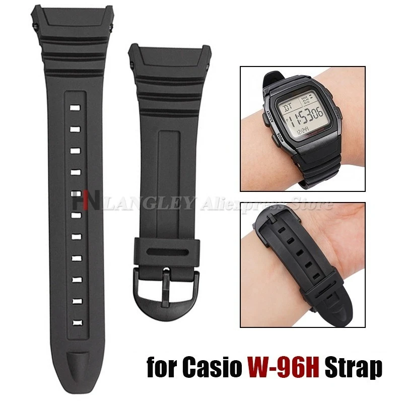 Soft Rubber Watchband Strap for Casio W-96h Watch Band Model 3239 PU Bracelet Men's Spoft Waterproof Wristband Watch Accessories