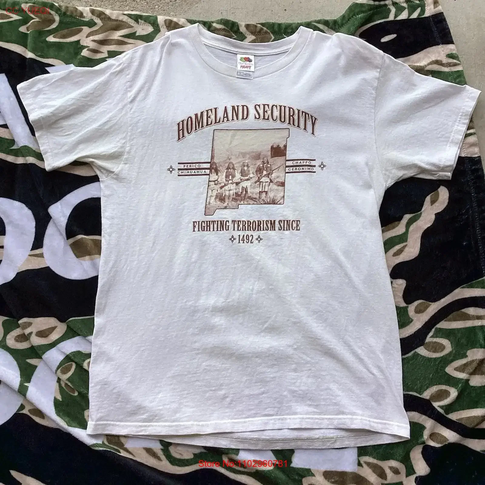 Camiseta vintage de seguridad nacional con estampado de Perico Chihuahua Geronimo luchando contra el terrorismo, lavada, ligeramente elástica, estilo hombre.