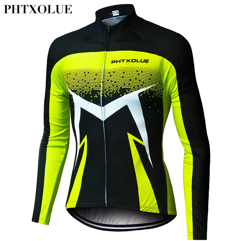 Phtxolue Long Sleeve Cycling Jerseys Green Breathable Mtb Bike Clothing Autumn Bicycle Clothes Maillot Ropa Ciclismo